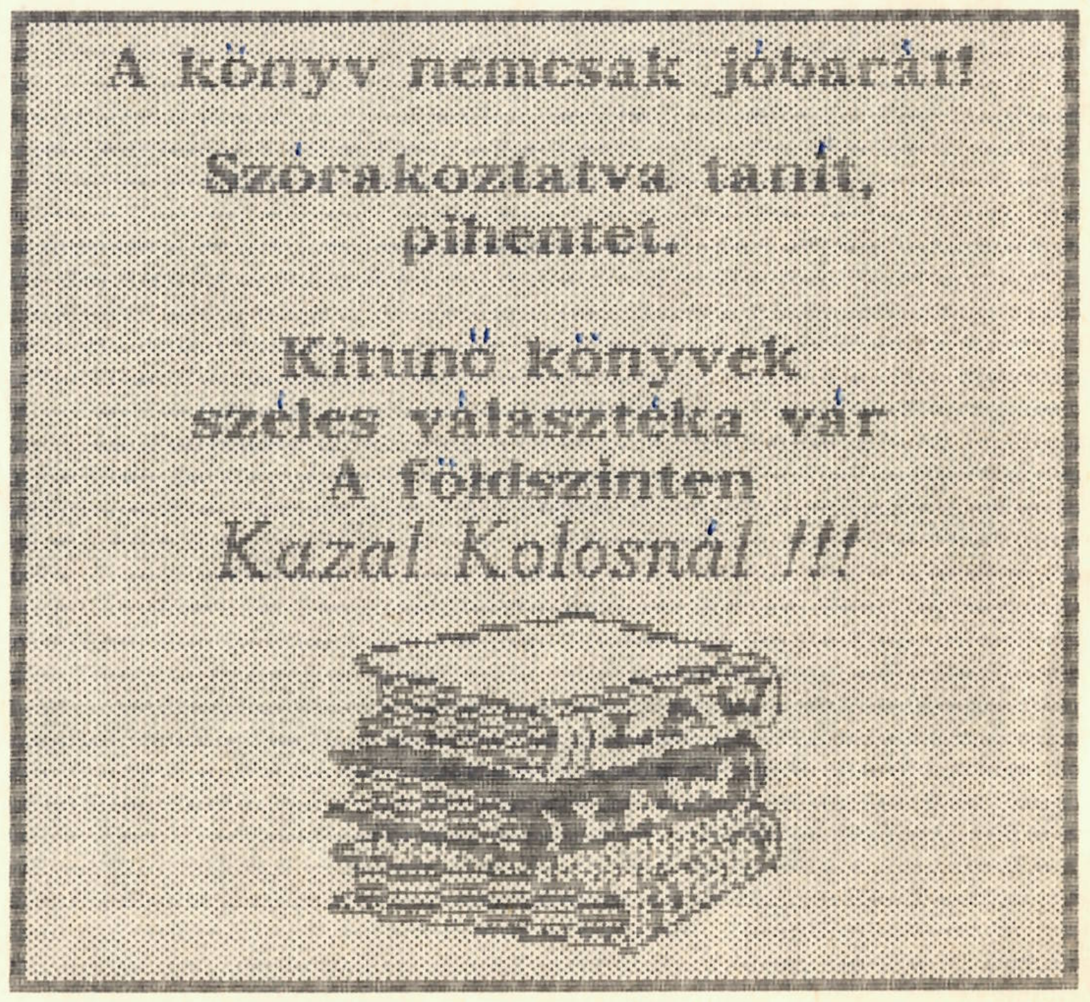 Kazal Kolos könyveinek hirdetése